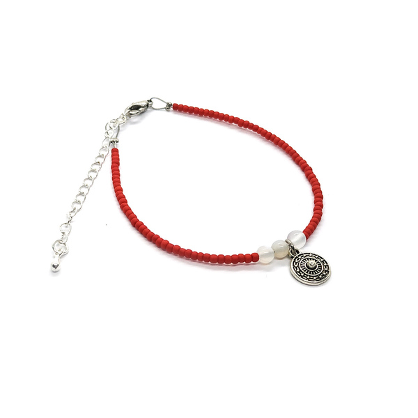 "Gentle Stone Bracelet" - Βραχιόλι με κόκκινες χάντρες - charms, χάντρες, χεριού, αυξομειούμενα, φθηνά