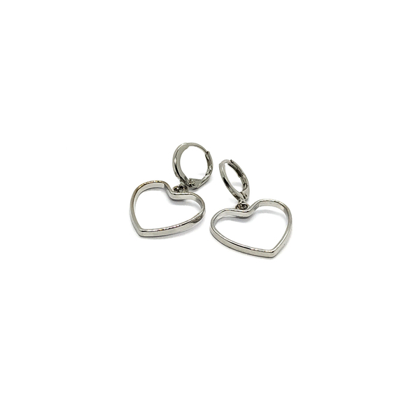 "Angel Love Mini Hoops" - Κρικάκια με μεταλλικές καρδιές - καρδιά, επάργυρα, κρίκοι, μικρά, φθηνά