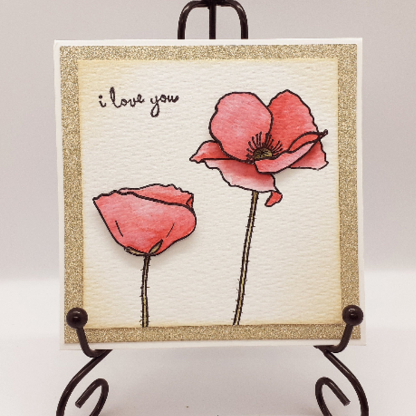 Ευχετήρια κάρτα - Παπαρούνες - λουλούδια, romantic, κάρτα ευχών, αγ. βαλεντίνου, ευχετήριες κάρτες - 5