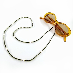 Αλυσίδα γυαλιών με γυάλινες χάντρες, ζαντ και χρυσούς αιματίτες. - αλυσίδες, κορδόνια γυαλιών