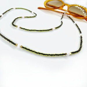 Αλυσίδα γυαλιών με γυάλινες χάντρες, ζαντ και χρυσούς αιματίτες. - αλυσίδες, κορδόνια γυαλιών - 2