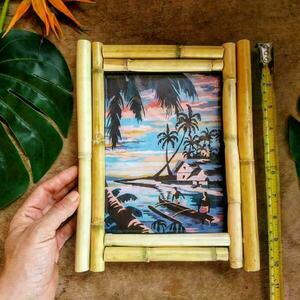 Σετ δύο εξωτικών φωτιζόμενων κορνιζών μπαμπού με θέμα νησί Ειρηνικού - vintage, πίνακες & κάδρα, φωτιζόμενα κάδρα - 5