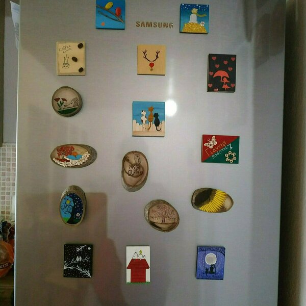Ξύλινο μαγνητακι ψυγείου ζωγραφισμένο στο χέρι - ξύλο, μαγνητάκια ψυγείου - 5