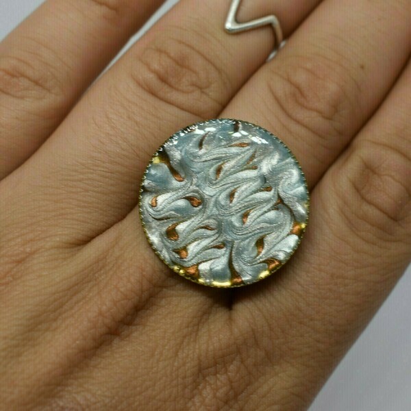 Δαχτυλίδι Δίχρωμο - boho, μεγάλα, αυξομειούμενα, φθηνά