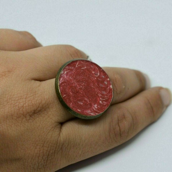 Μπρούτζινο, κόκκινο δαχτυλίδι - boho, μπρούντζος, μεγάλα, αυξομειούμενα, φθηνά - 2