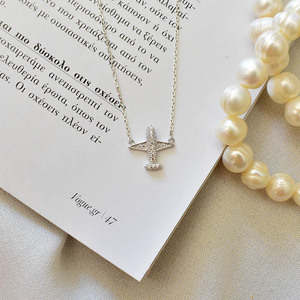 Κολιέ από Ασήμι 925 με Αεροπλάνο από Ζιργκόν Fly Away - charms, ασήμι 925, δώρο, κοντά, για παιδιά - 3