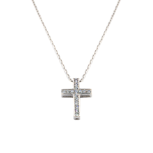 Κολιέ από Ασήμι 925 με Σταυρό από Ζιργκόν Dainty Cross - ασήμι 925, σταυρός, καθημερινό, κοντά, βαφτιστήρι