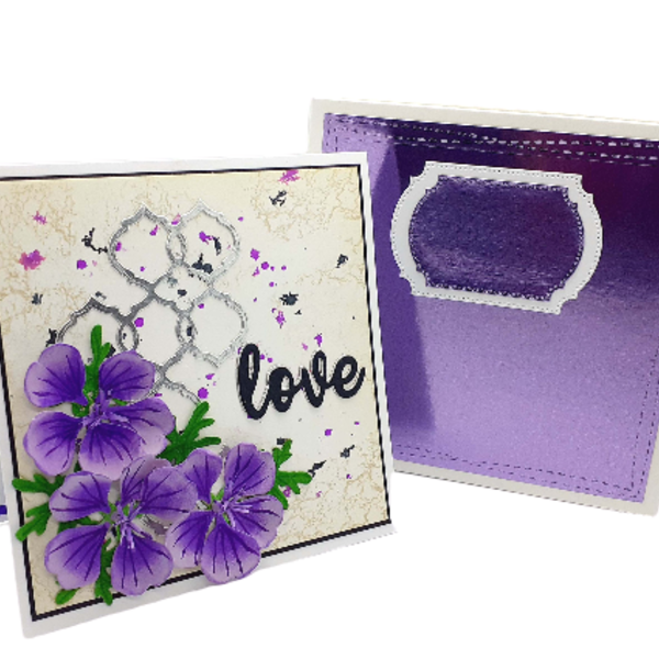 Ευχετήρια κάρτα - Μωβ Γεράνια - λουλούδια, γάμος, romantic, δώρα επετείου, επέτειος, γενική χρήση, αγ. βαλεντίνου