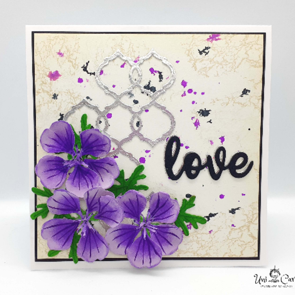 Ευχετήρια κάρτα - Μωβ Γεράνια - λουλούδια, γάμος, romantic, δώρα επετείου, επέτειος, γενική χρήση, αγ. βαλεντίνου - 2
