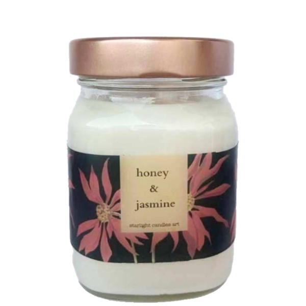 Aρωματικό κερί με άρωμα μέλι & γιασεμί. - δώρο, διακόσμηση, αρωματικά κεριά, φθινόπωρο, διακοσμητικά