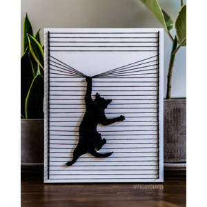 Κάδρο με καρφιά & κλωστές "Cat" 35x25cm - πίνακες & κάδρα, διακόσμηση, γάτα - 4