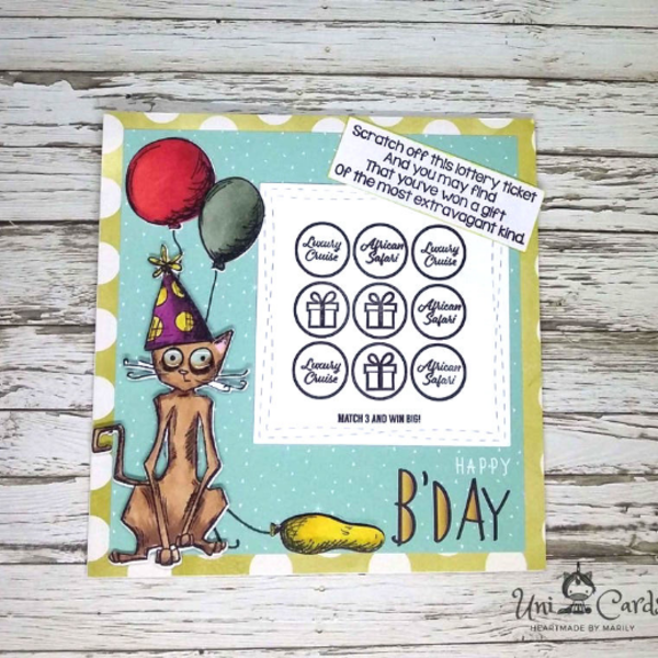 Ευχετήρια κάρτα γενεθλίων - Τυχερή γατούλα - γάτα, γενέθλια, δώρα γενεθλίων, ζωάκια - 3