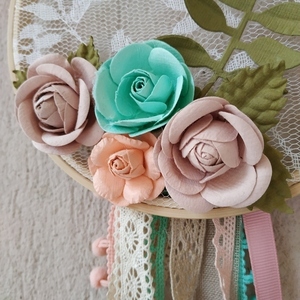 Ονειροπαγίδα- τελαράκι flower- 24 εκ. διάμετρος - κορίτσι, λουλούδια, ονειροπαγίδα, τελάρα κεντήματος - 2