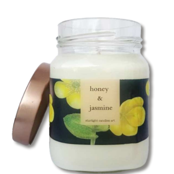 Μεγάλο αρωματικό κερί με άρωμα μέλι & γιασεμί. - δώρο, διακόσμηση, οικολογικό, αρωματικά κεριά, κεριά - 2
