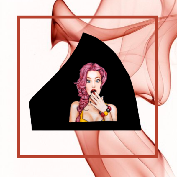 34.Μάσκα βαμβακερή-πολλαπλών χρήσεων-Σχέδιο "Pop Art Lady with bracelet". - βαμβάκι, γυναικεία, χειροποίητα, unisex, πλενόμενο, μάσκες προσώπου - 4
