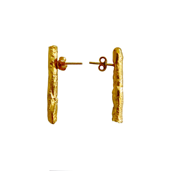 Οργανικά Χρυσά Σκουλαρίκια. Επιχρυσωμένο Ασήμι 925 - ασήμι, επιχρυσωμένα, καρφωτά