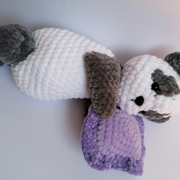 Handmade teddy bear panda sleeping toy crochet - χειροποίητα, λούτρινα, αρκουδάκι, λούτρινα αρκουδάκια - 3