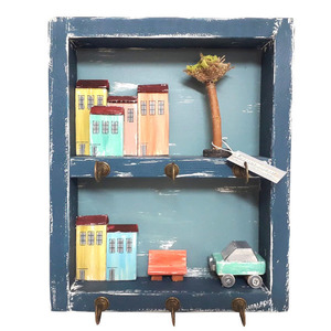 Κλειδοθήκη ξύλινη χειροποίητη ζωγραφισμένη στο χέρι Πόλη 25x30x5 πολύχρωμο Καπαδάκης - ζωγραφισμένα στο χέρι, χειροποίητα, κλειδοθήκες, ξύλινα διακοσμητικά τοίχου