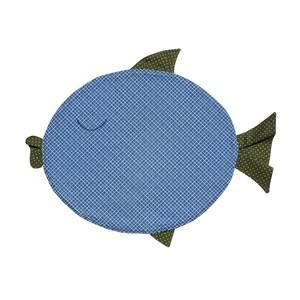 Παιδικό σουπλά (35x30 εκ.) 1 τεμάχιο - ψαράκι μπλε καρό - ύφασμα, χειροποίητα, unisex, σουπλά, για παιδιά - 2