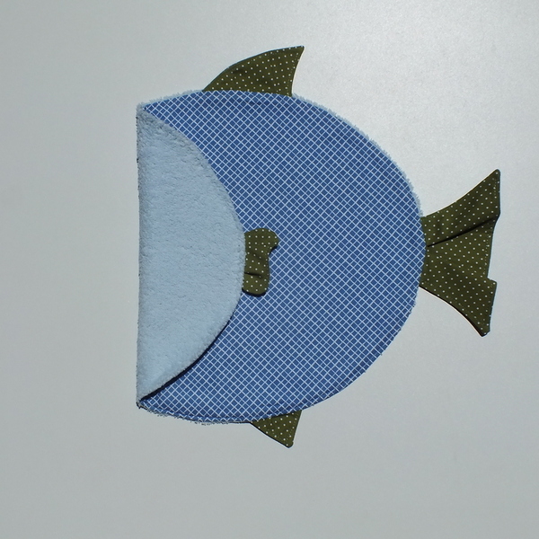 Παιδικό σουπλά (35x30 εκ.) 1 τεμάχιο - ψαράκι μπλε καρό - ύφασμα, χειροποίητα, unisex, σουπλά, για παιδιά - 3