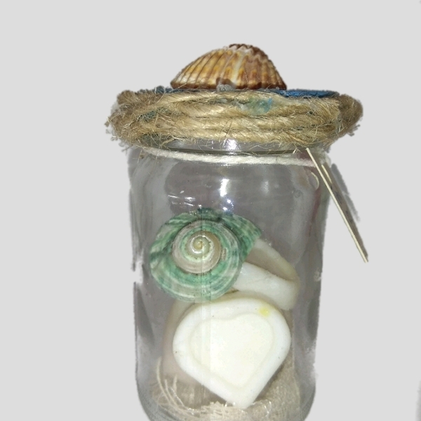 Summer jar with handmade heart soaps