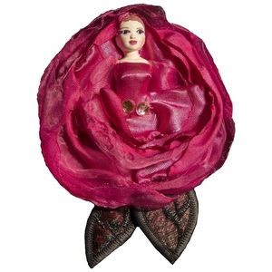 Υφασμάτινη Καρφίτσα "Rose Fairy" σε 4 χρώματα - ύφασμα, τριαντάφυλλο, πηλός, μαμά, δώρα για δασκάλες
