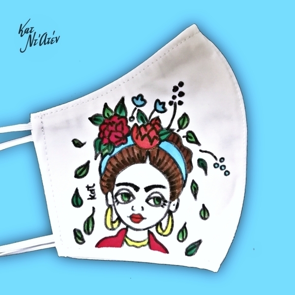 Ζωγραφισμένη γυναικεία μάσκα ΦΡΙΝΤΟΥΛΑ λουλουδια - ζωγραφισμένα στο χέρι, γυναικεία, λουλούδια, φθινόπωρο - 2