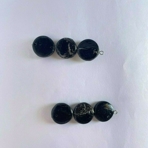 Marita earrings Χειροποίητα σκουλαρίκια απο πηλό σε μαύρο χρώμα - πηλός, μακριά, καρφωτά, μεγάλα