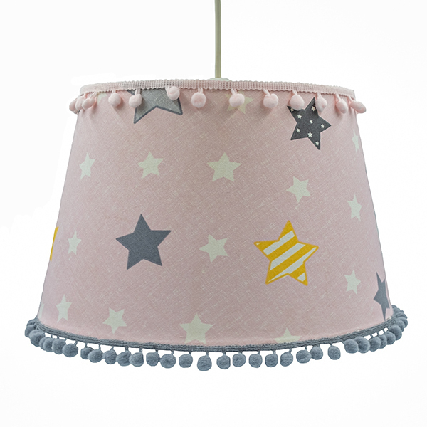 Φωτιστικο οροφης θεμα pink with grey stars - κορίτσι, παιδικά φωτιστικά