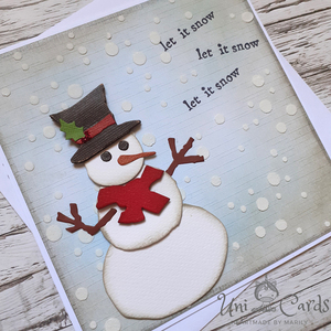 Ευχετήρια Κάρτα Χριστουγέννων - Χιονάνθρωπος - χριστουγεννιάτικο, κάρτα ευχών, χιονονιφάδα, χιονάνθρωπος, ευχετήριες κάρτες - 2