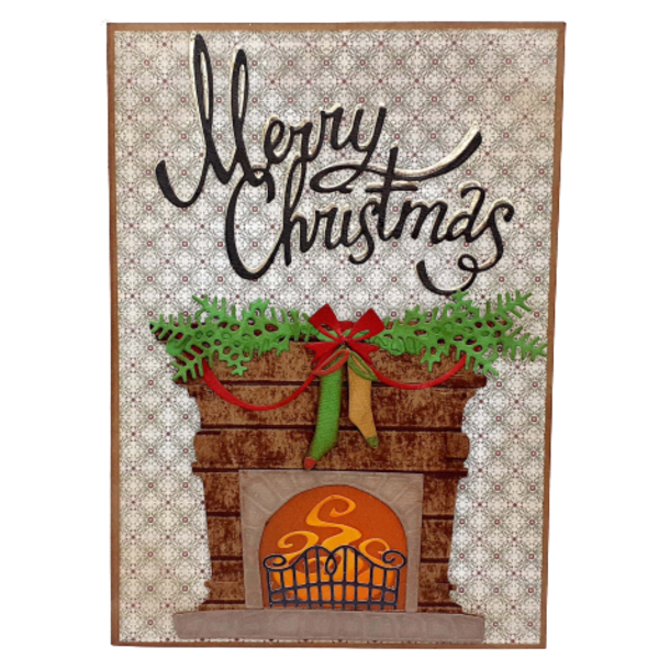 Ευχετήρια Κάρτα Χριστουγέννων - Στολισμένο τζάκι - χριστουγεννιάτικο, κάρτα ευχών, ευχετήριες κάρτες