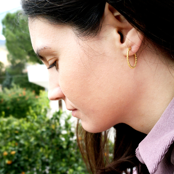 Hoop earrings -small - ασήμι, επιχρυσωμένα, κρίκοι, μικρά - 4