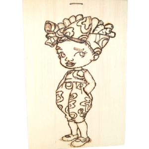 Χειροποίητη ξύλινη εικόνα african girl - ξύλο, πίνακες & κάδρα
