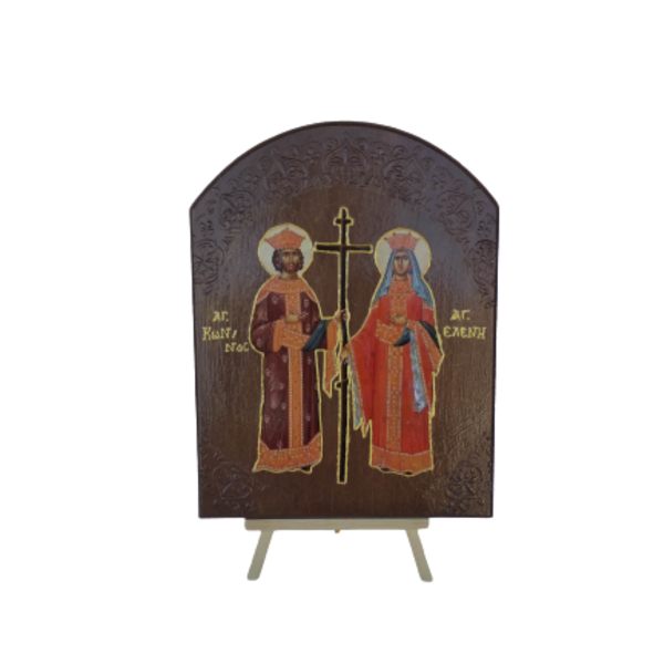 Χειροποίητη εικόνα Αγίου Κωνσταντίνου και Ελένης - ξύλο, πίνακες & κάδρα, χειροποίητα, ξύλινα διακοσμητικά