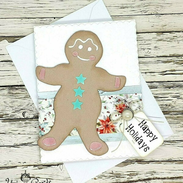 Ευχετήρια Κάρτα Χριστουγέννων - Gingerbread Man - κάρτα ευχών, ευχετήριες κάρτες - 4