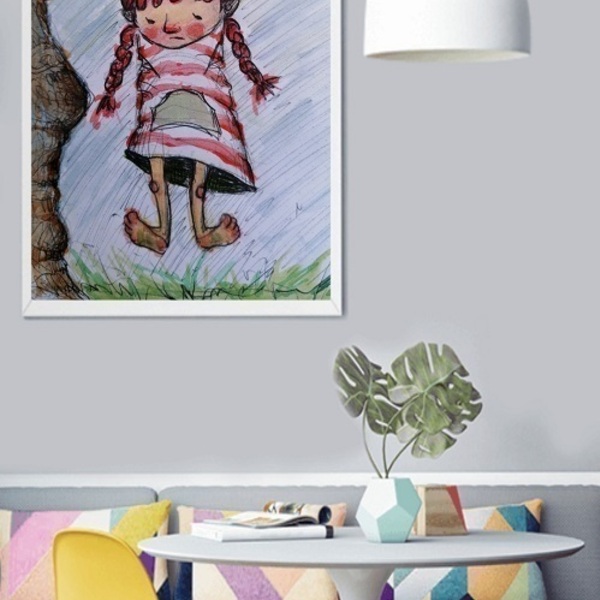 Κορίτσι στο δέντρο- Διακόσμηση τοίχου- artprint A4 - κορίτσι, δώρο, αφίσες, παιδικό δωμάτιο - 5