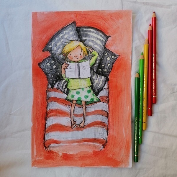 Παρέα με ένα βιβλίο- Διακόσμηση τοίχου- artprint A4 - κορίτσι, δώρο, αφίσες, παιδικό δωμάτιο - 3