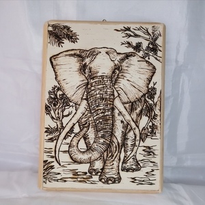 Χειροποίητη ξύλινη εικόνα ελέφαντας - πίνακες & κάδρα - 2