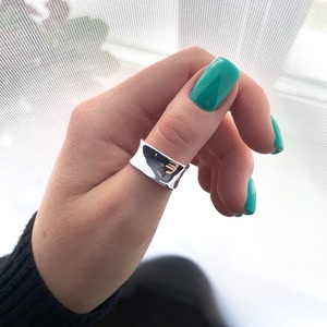 Σετ 2 τμχ δαχτυλίδια μίνιμαλ shiny επιπλατινωμένα ασημί - ασήμι, chic, minimal, σετ, boho, boho, μεγάλα, αυξομειούμενα - 2