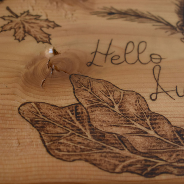 Φθινόπωρο χειροποίητη πυρογραφία σε ξύλινο κάδρο - ξύλο, πίνακες & κάδρα, φθινόπωρο - 4