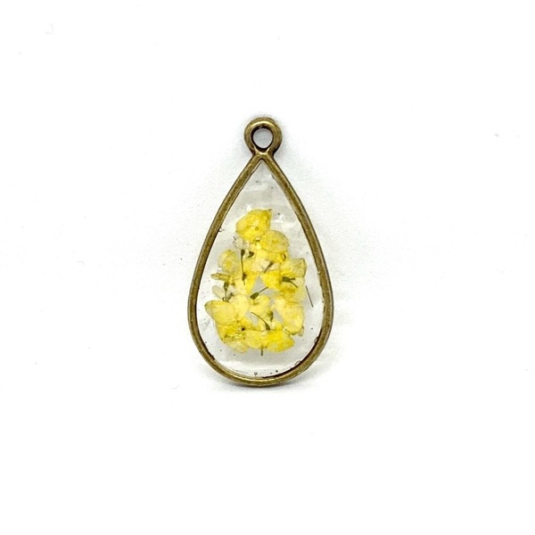 Vintage Like Confetti - Yellow - Pressed Flowers Necklace - μακριά, λουλούδι, μενταγιόν