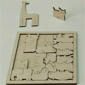 Ξύλινο Puzzle με ζωάκια και ξύλινα βάση - ξύλινα παιχνίδια, ζωάκια