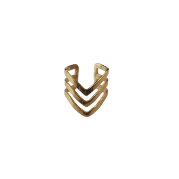 Ατσάλινο Δαχτυλίδι Τριπλό Τόξο Χρυσό - επιχρυσωμένα, ατσάλι, μεγάλα, αυξομειούμενα, φθηνά - 4