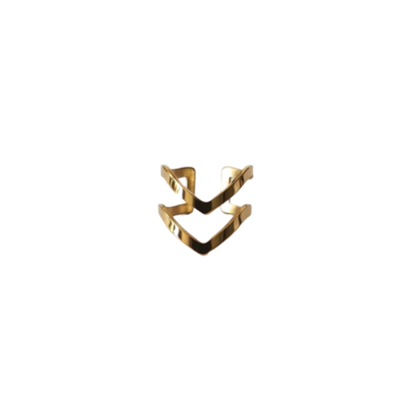 Ατσάλινο Δαχτυλίδι Διπλό Τόξο Χρυσό - επιχρυσωμένα, ατσάλι, αυξομειούμενα