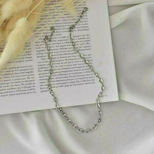 Κολιέ Αλυσίδα από Ανοξείδωτο Ατσάλι Love Links Choker Silver - αλυσίδες, κολιέ, κοντά, ατσάλι, boho - 2