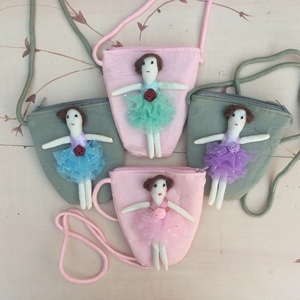 Παιδικό Κρεμαστό Πορτοφόλι "Ballerina"σε 4 χρώματα - ύφασμα, πορτοφολάκι, μπαλαρίνα, τσαντάκια - 2
