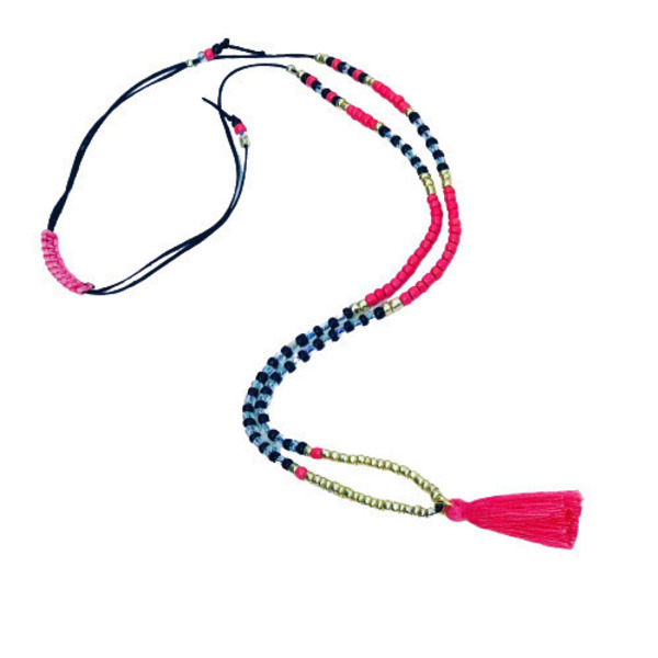 Boho coral love necklace - με φούντες, χάντρες, μακριά, boho