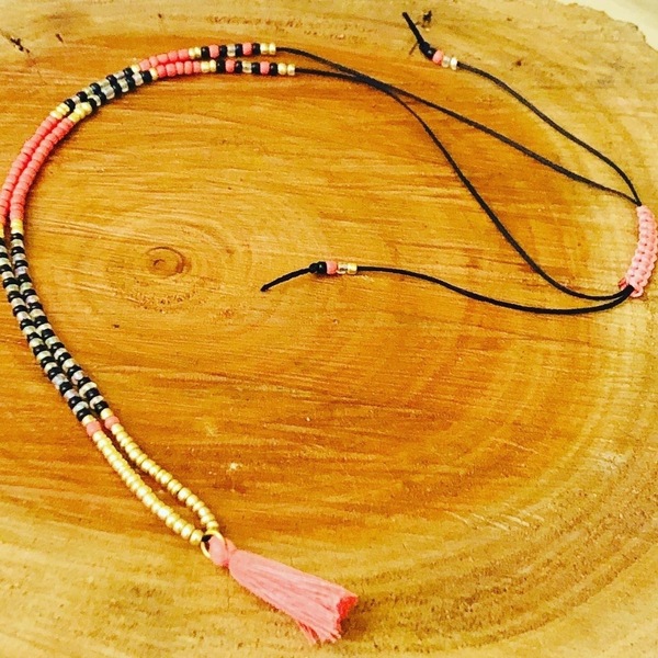 Boho coral love necklace - με φούντες, χάντρες, μακριά, boho - 4