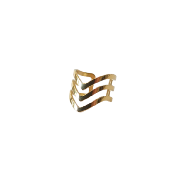 Ατσάλινο Δαχτυλίδι Τριπλό Τόξο Χρυσό - επιχρυσωμένα, ατσάλι, μεγάλα, αυξομειούμενα, φθηνά
