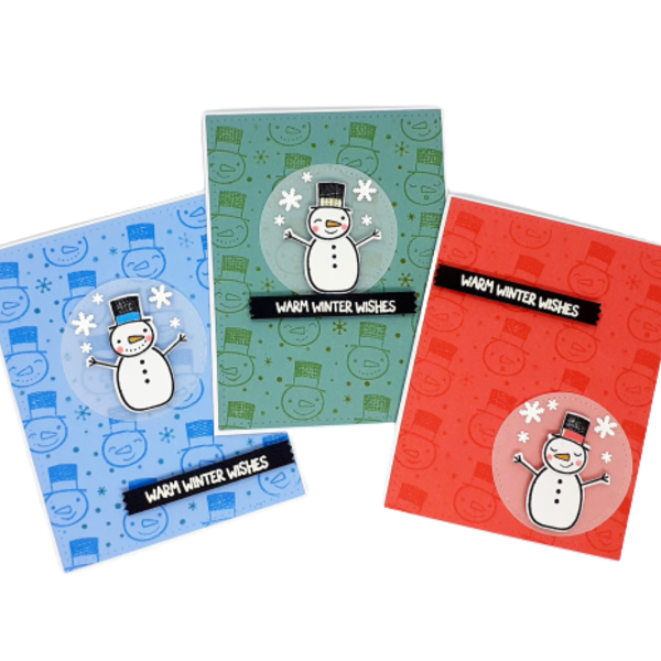 Κάρτες Χριστουγέννων (σετ 3 καρτών) - Χιονάνθρωποι - κάρτα ευχών, χειμώνας, χιονάνθρωπος, ευχετήριες κάρτες